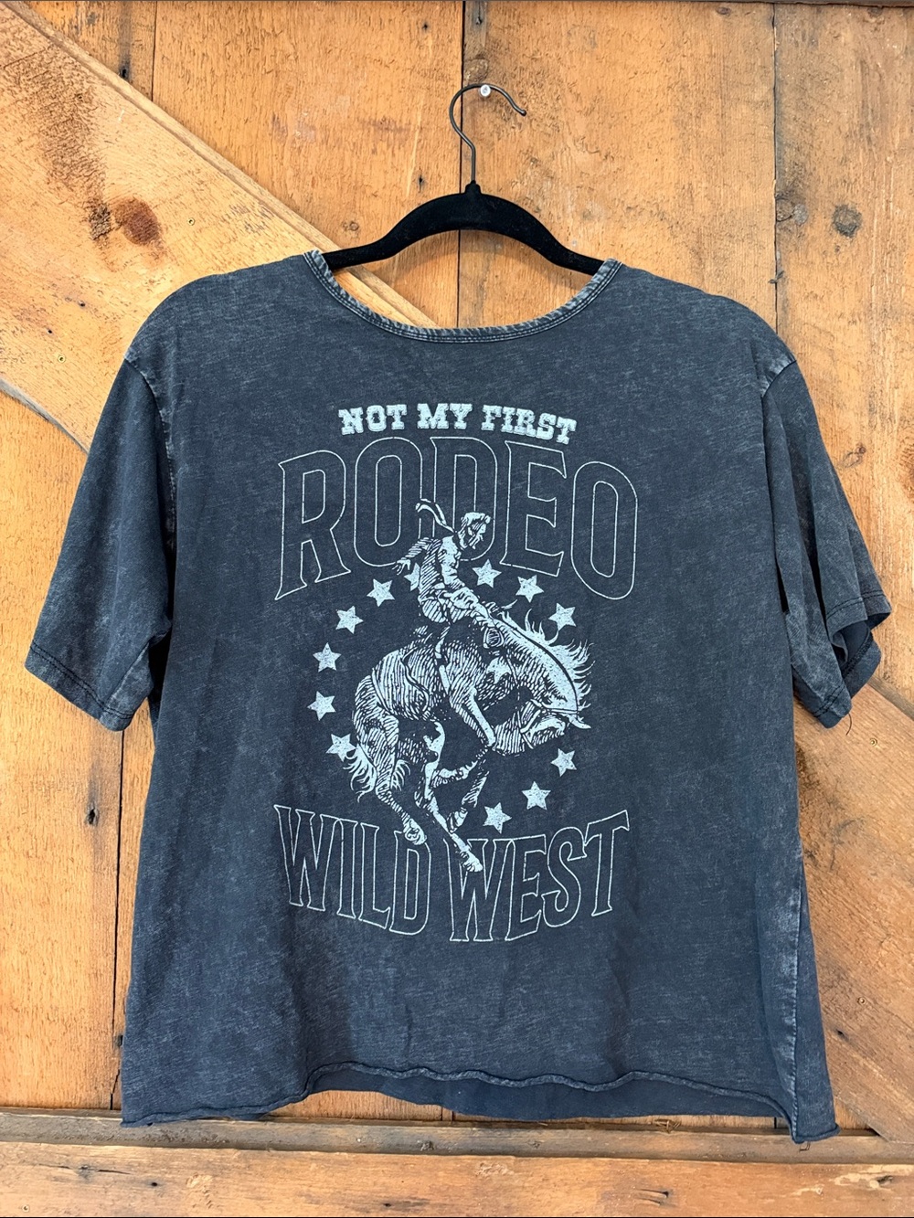 Caution To The Wind Black Vintage Rodeo Graphic Tee Wild West Mineral Wash M